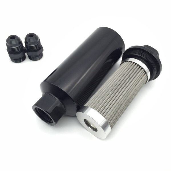 7.25"*2.5 AN12 Aluminum Black Fuel Filter with Magnet - Direct Automotive