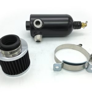 Catch Tank with Breather Filter Oil Catch Can With Two AN12 Fittings Black - Direct Automotive